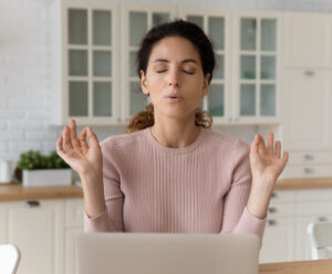 Latina professional staff dealing with stress on the spot