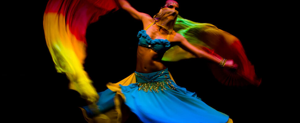 Colorful scarf dancer for achieve flow and get into zone