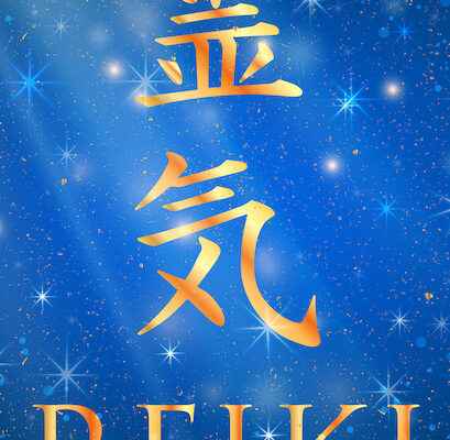 Reiki Kanji on blue for the benefits of Reiki to holistic coaching