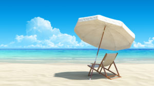 Umbrella and chair at the sea shore treat your summer woes naturally