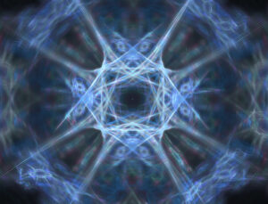 Blue geometric pattern for the throat chakra to express your self
