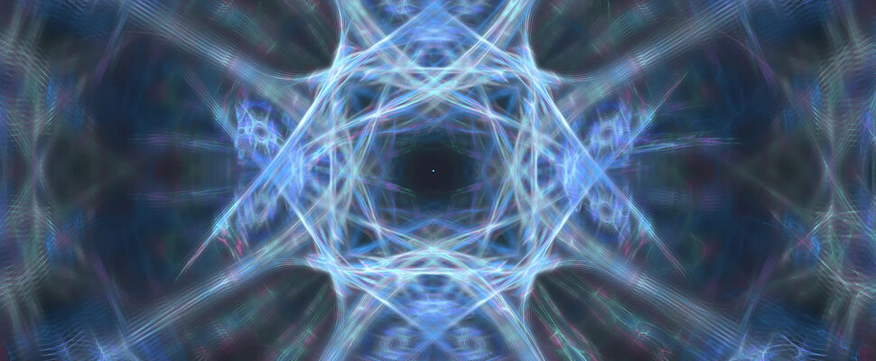 Blue geometric pattern for throat chakra and express yourself
