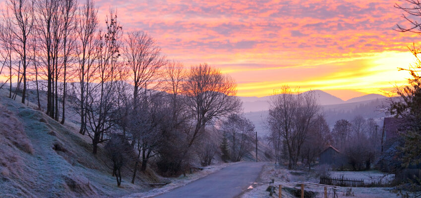 Snowy roads on winter spiritual inner work